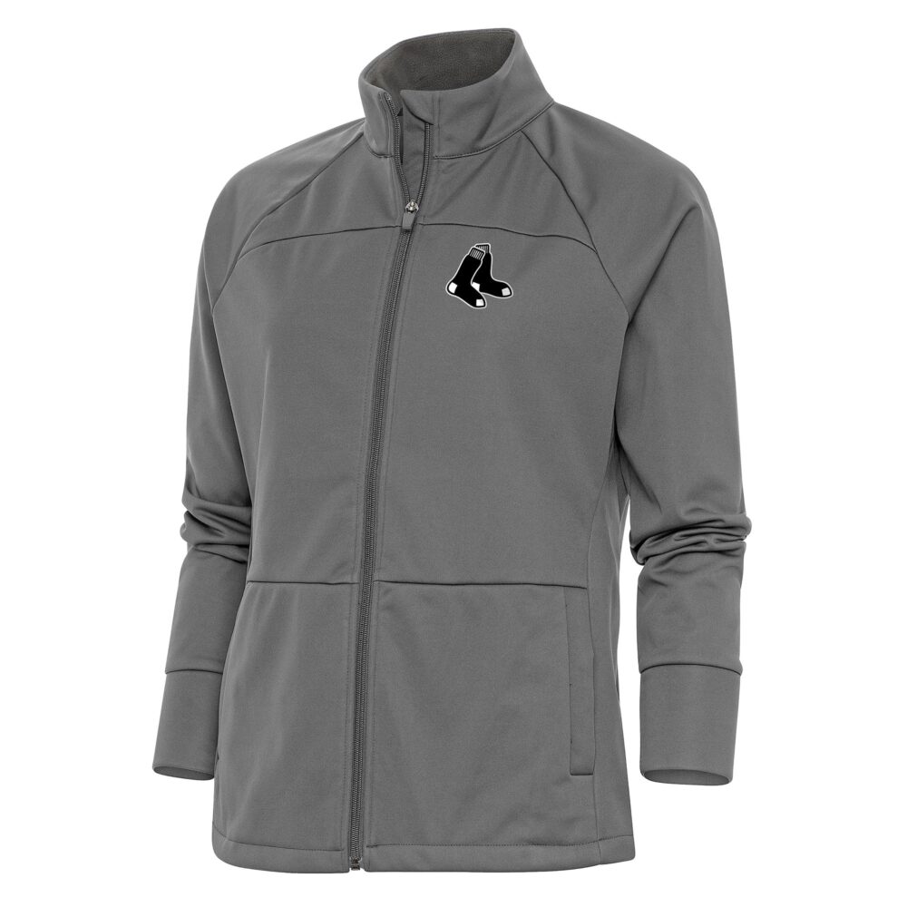 Women's Boston Red Sox  Antigua Steel Brushed Metallic Links Full-Zip Golf Jacket