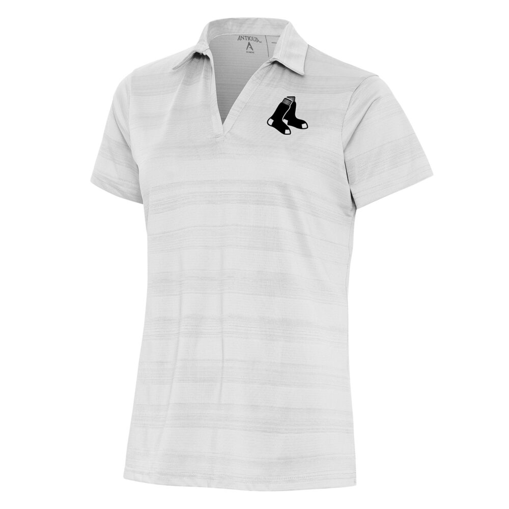 Women's Boston Red Sox  Antigua White Brushed Metallic Compass Polo