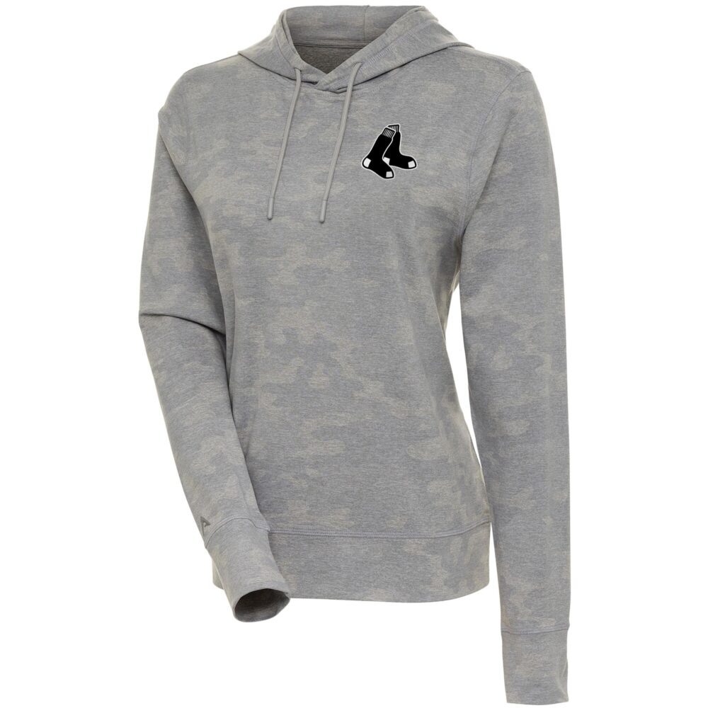 Women's Boston Red Sox  Antigua White Brushed Metallic Respite Pullover Hoodie