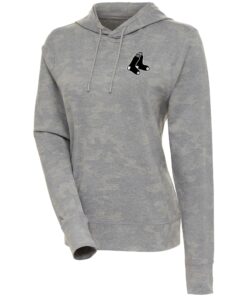 Women's Boston Red Sox  Antigua White Brushed Metallic Respite Pullover Hoodie