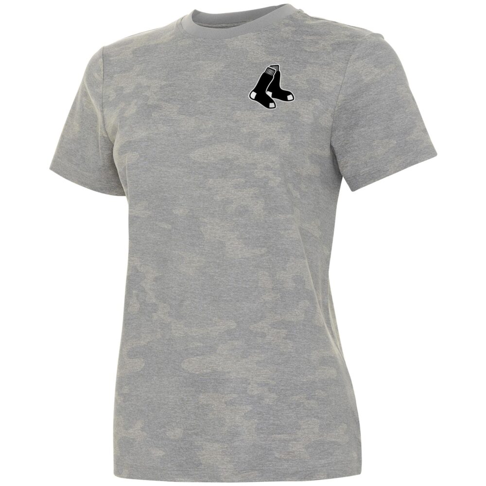 Women's Boston Red Sox  Antigua White Brushed Metallic Rogue T-shirt