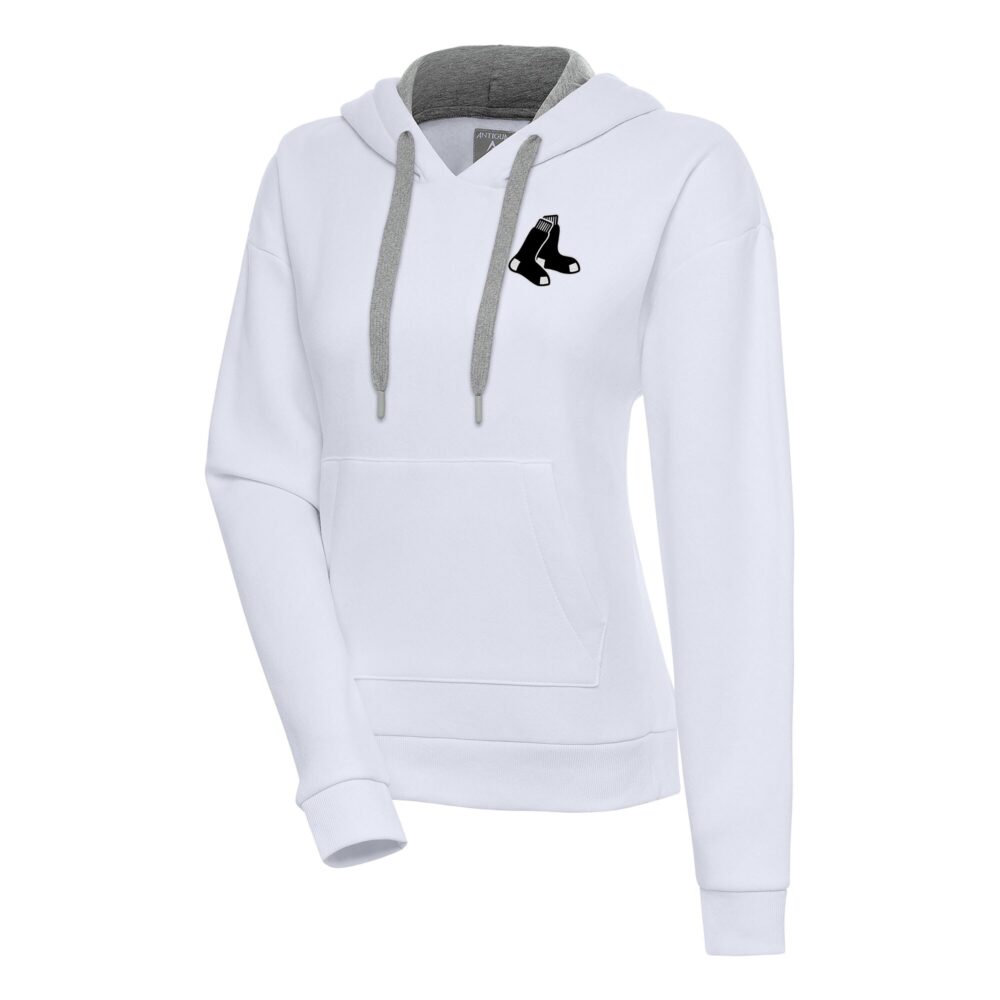 Women's Boston Red Sox  Antigua White Brushed Metallic Victory Pullover Hoodie