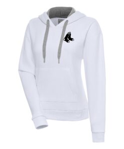 Women's Boston Red Sox  Antigua White Brushed Metallic Victory Pullover Hoodie