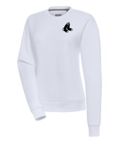 Women's Boston Red Sox  Antigua White Brushed Metallic Victory Pullover Sweatshirt