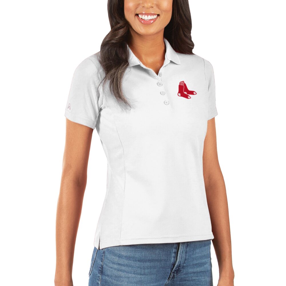Women's Boston Red Sox Antigua White Legacy Pique Polo