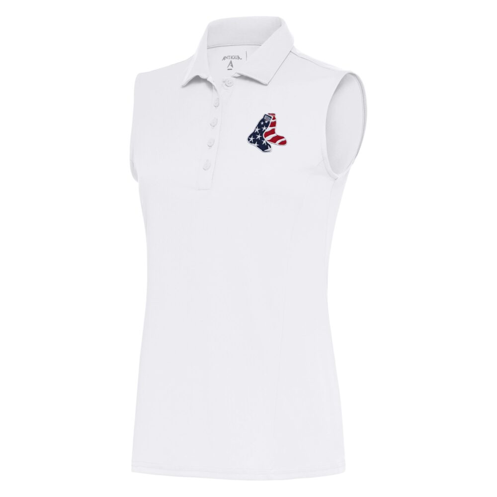 Women's Boston Red Sox  Antigua White Patriotic Sleeveless Tribute Polo