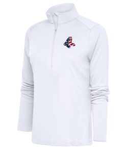 Women's Boston Red Sox  Antigua White Patriotic Tribute Half-Zip Pullover Top