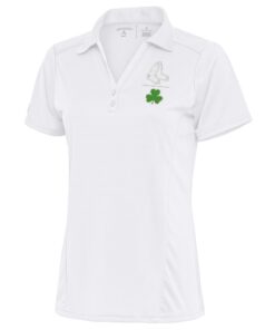 Women's Boston Red Sox  Antigua White Shamrock Tribute Polo