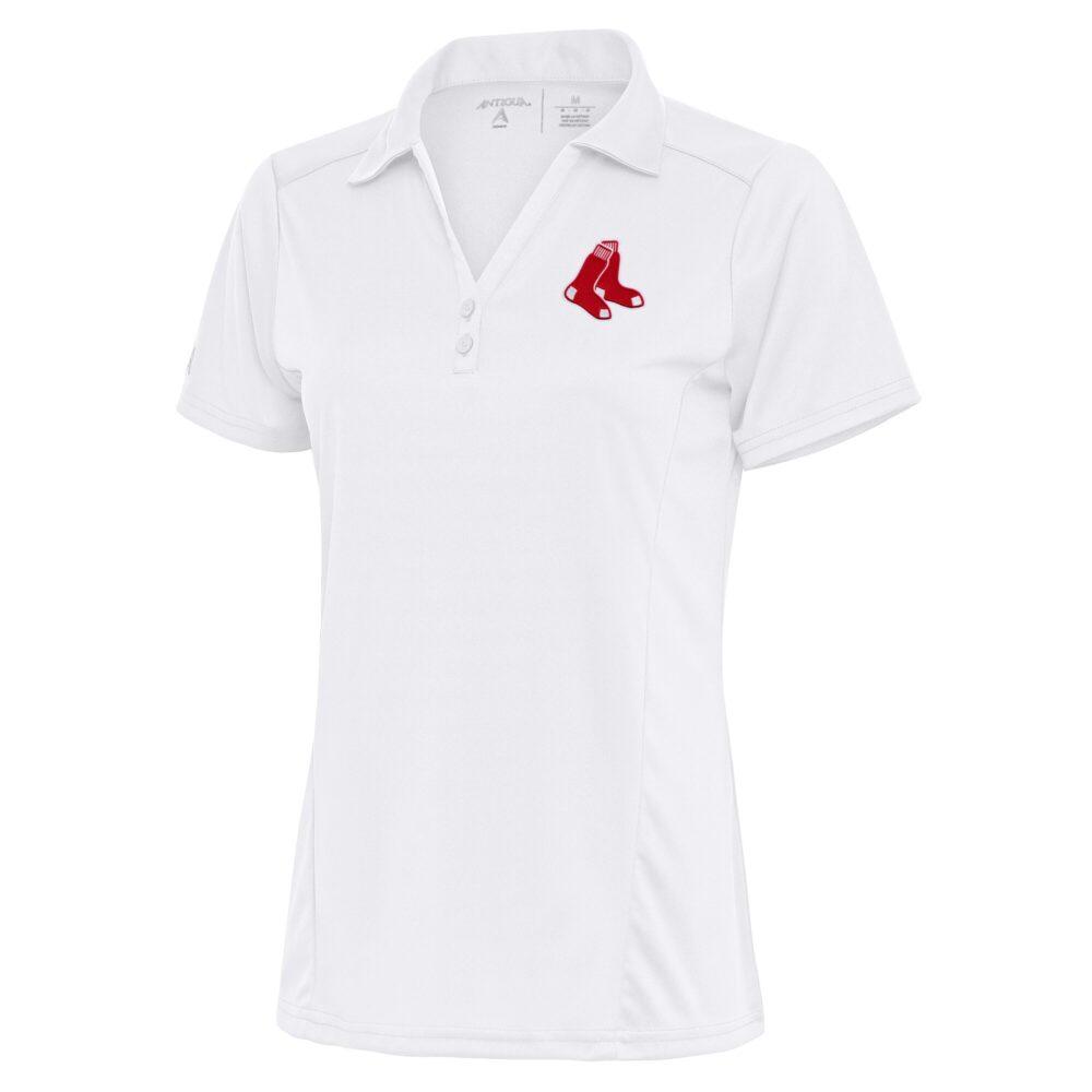 Women's Boston Red Sox Antigua White Team Logo Tribute Polo