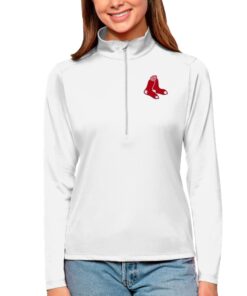 Women's Boston Red Sox Antigua White Tribute Quarter-Zip Pullover Top