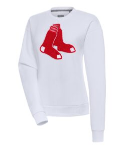 Women's Boston Red Sox  Antigua White Victory Chenille Pullover Sweatshirt