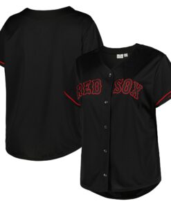 Women's Boston Red Sox Black Plus Size Pop Fashion Button-Up Jersey