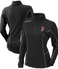 Women's Boston Red Sox  Columbia Black Omni-Wick Shotgun Quarter-Zip Pullover Top