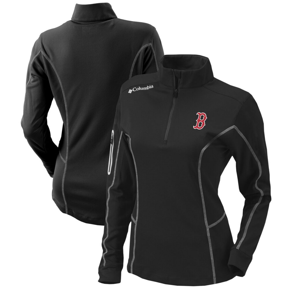 Women's Boston Red Sox  Columbia Black Omni-Wick Shotgun Quarter-Zip Pullover Top