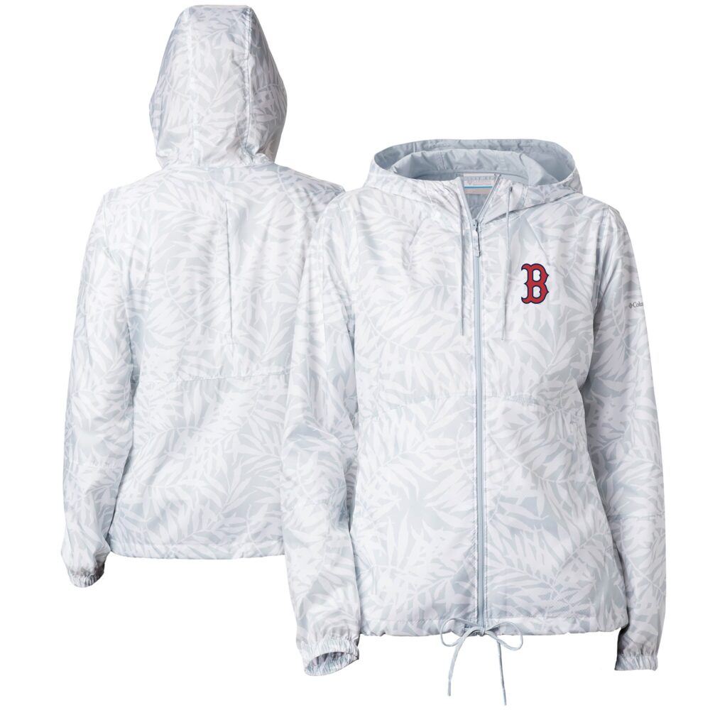 Women's Boston Red Sox Columbia Gray Flash Forward Full-Zip Windbreaker Jacket