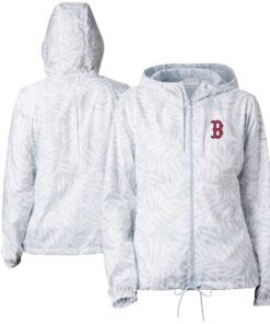 Women's Boston Red Sox Columbia Gray Flash Forward Full-Zip Windbreaker Jacket