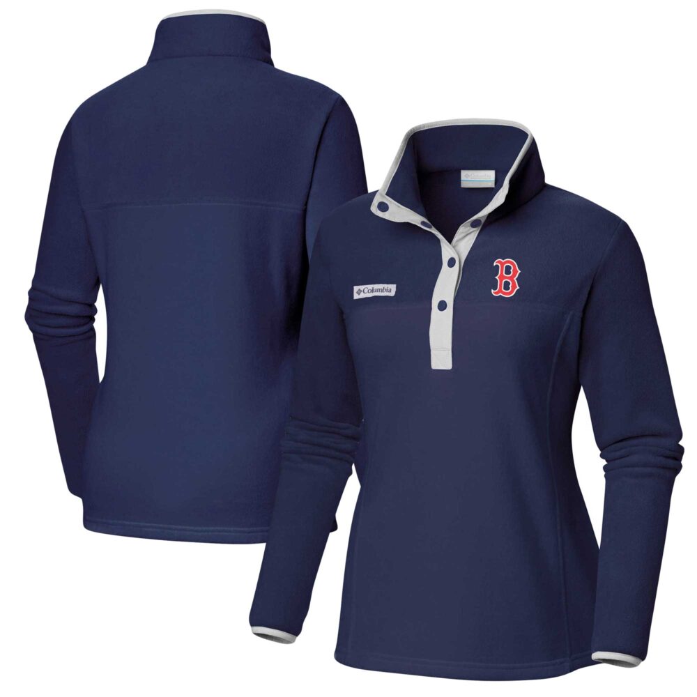 Women's Boston Red Sox  Columbia Navy Benton Springs Half-Snap Sweatshirt
