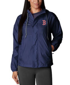 Women's Boston Red Sox  Columbia Navy Flash Challenger Full-Zip Windbreaker Jacket