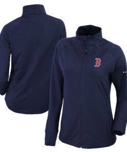 Women's Boston Red Sox  Columbia Navy Omni-Wick Greenkeeper Full-Zip Jacket