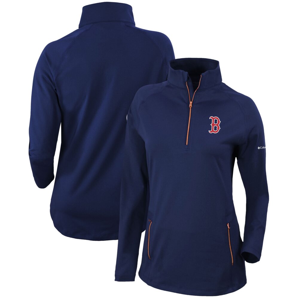 Women's Boston Red Sox  Columbia Navy Omni-Wick Outward Nine Quarter-Zip Pullover Top