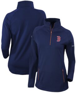 Women's Boston Red Sox  Columbia Navy Omni-Wick Outward Nine Quarter-Zip Pullover Top