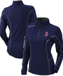 Women's Boston Red Sox  Columbia Navy Omni-Wick Shotgun Quarter-Zip Pullover Top