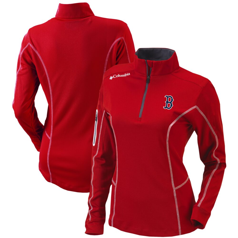 Women's Boston Red Sox  Columbia Red Omni-Wick Shotgun Quarter-Zip Pullover Top