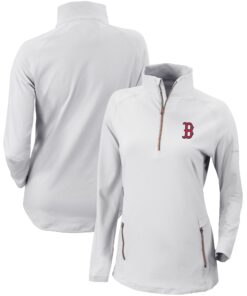 Women's Boston Red Sox  Columbia White Omni-Wick Outward Nine Quarter-Zip Pullover Top