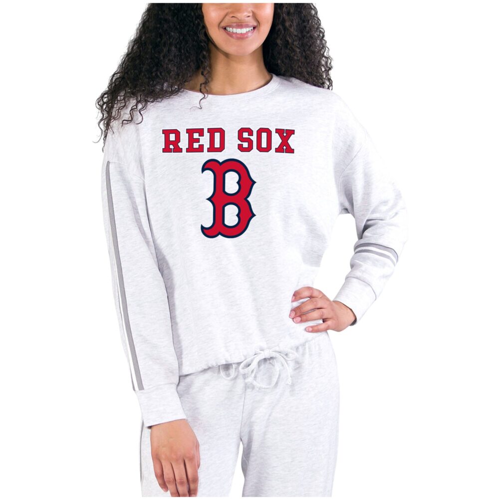 Women's Boston Red Sox Concepts Sport Cream/Gray Pendant French Terry Long Sleeve Top