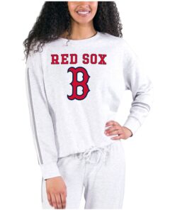Women's Boston Red Sox Concepts Sport Cream/Gray Pendant French Terry Long Sleeve Top