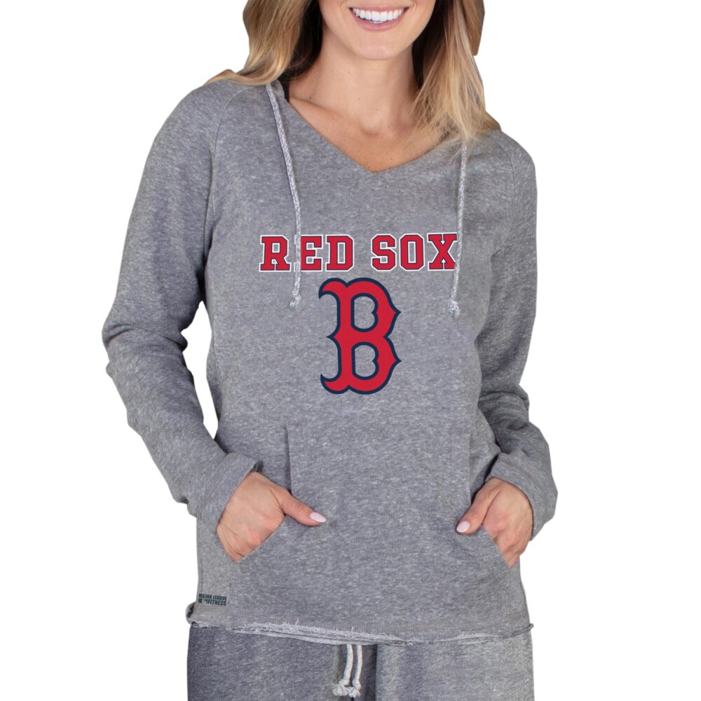 Women's Boston Red Sox Concepts Sport Gray Mainstream Terry Long Sleeve Hoodie Top