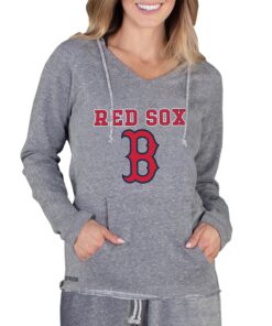 Women's Boston Red Sox Concepts Sport Gray Mainstream Terry Long Sleeve Hoodie Top