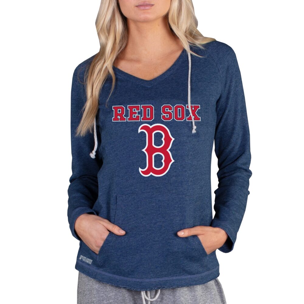 Women's Boston Red Sox Concepts Sport Navy Mainstream Terry Long Sleeve Hoodie Top