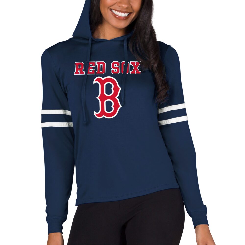 Women's Boston Red Sox  Concepts Sport Navy Marathon Lightweight Lounge Pullover Hoodie