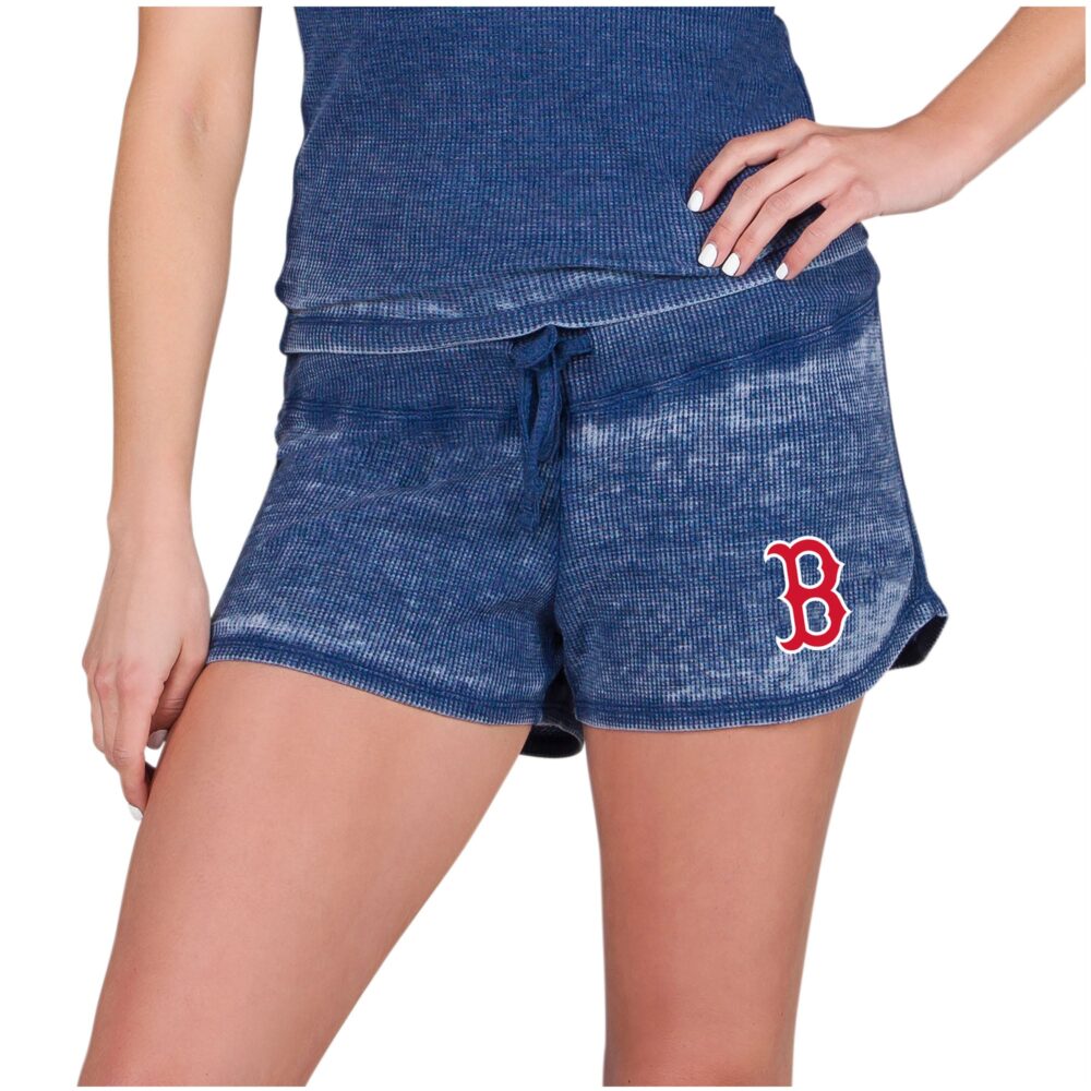 Women's Boston Red Sox  Concepts Sport Navy Resurgence Waffle Knit Shorts