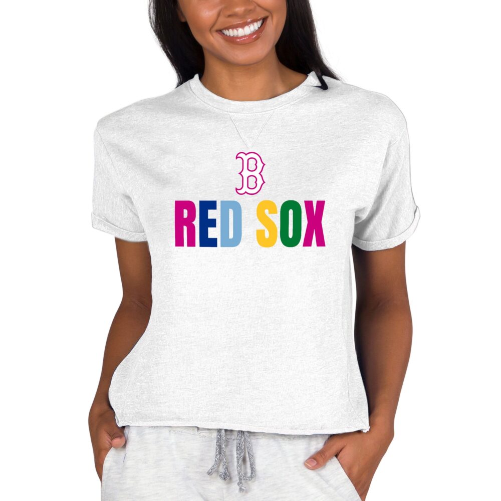 Women's Boston Red Sox  Concepts Sport Oatmeal Mainstream Terry Sweatshirt
