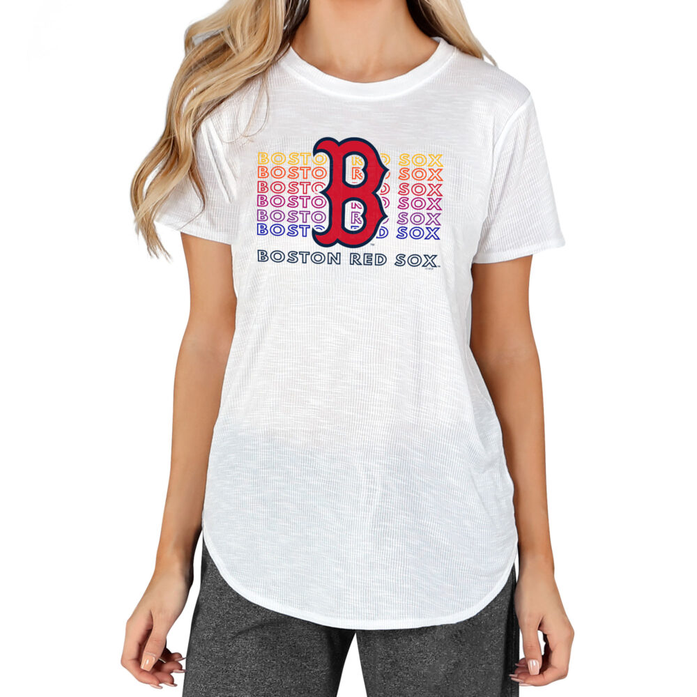 Women's Boston Red Sox Concepts Sport White Gable Knit T-Shirt