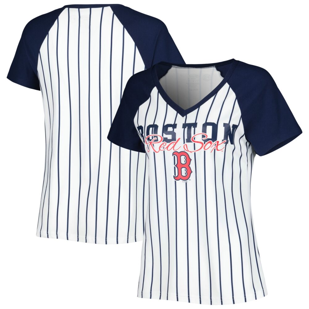 Women's Boston Red Sox Concepts Sport White Reel Pinstripe Top