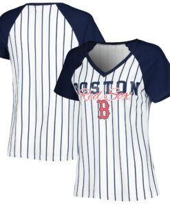 Women's Boston Red Sox Concepts Sport White Reel Pinstripe Top