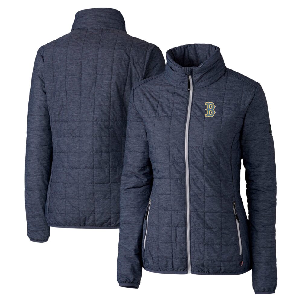 Women's Boston Red Sox  Cutter & Buck Anthracite City Connect Rainier PrimaLoft Eco Insulated Full-Zip Puffer Jacket