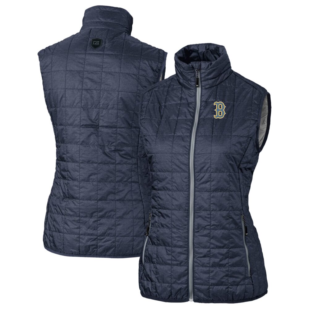 Women's Boston Red Sox  Cutter & Buck Anthracite City Connect Rainier PrimaLoft Eco Insulated Full-Zip Puffer Vest