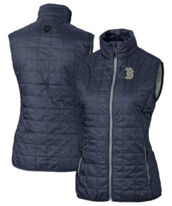 Women's Boston Red Sox  Cutter & Buck Anthracite City Connect Rainier PrimaLoft Eco Insulated Full-Zip Puffer Vest