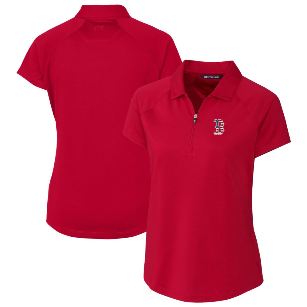 Women's Boston Red Sox Cutter & Buck Cardinal Americana Logo DryTec Forge Stretch Polo