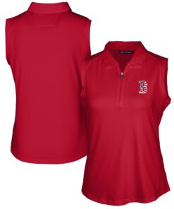 Women's Boston Red Sox Cutter & Buck Cardinal Americana Logo DryTec Forge Stretch Sleeveless Polo