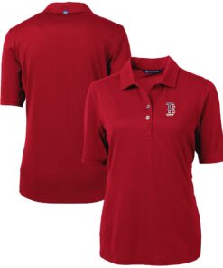 Women's Boston Red Sox Cutter & Buck Cardinal Americana Logo DryTec Virtue Eco Pique Recycled Polo