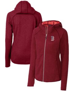 Women's Boston Red Sox Cutter & Buck Cardinal Americana Logo Mainsail Sweater-Knit Full-Zip Hoodie