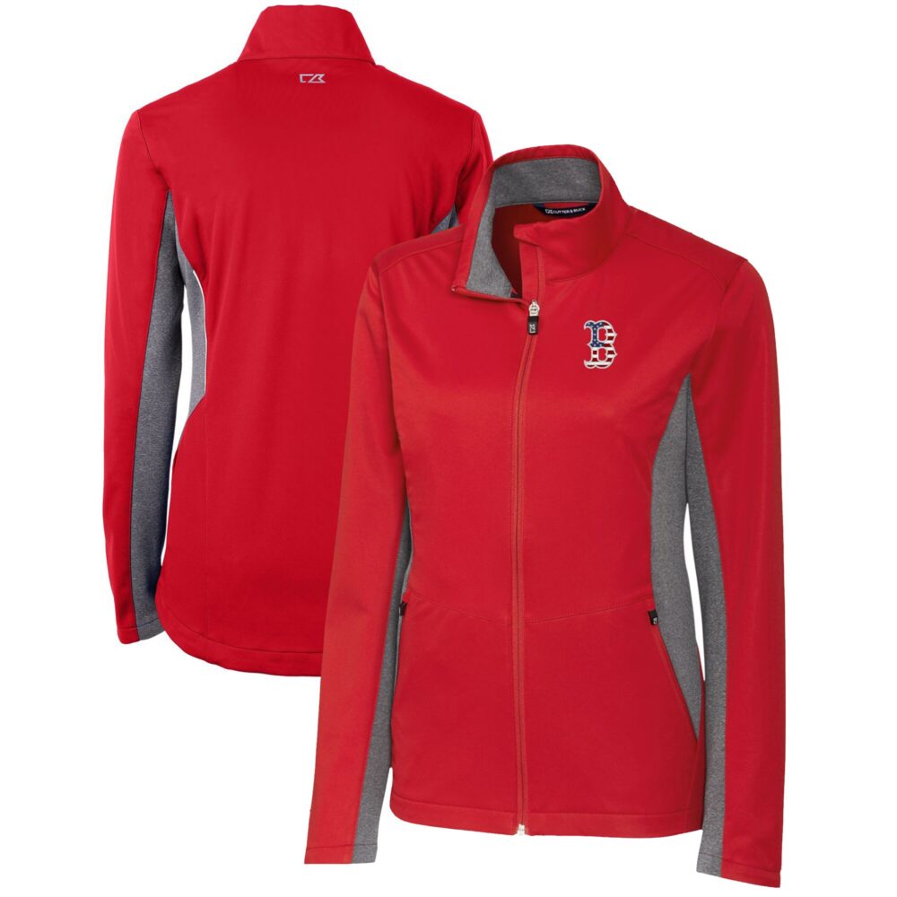 Women's Boston Red Sox Cutter & Buck Cardinal Americana Logo Navigate Softshell Full-Zip Jacket