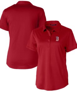 Women's Boston Red Sox Cutter & Buck Cardinal Americana Logo Prospect DryTec Textured Stretch Polo