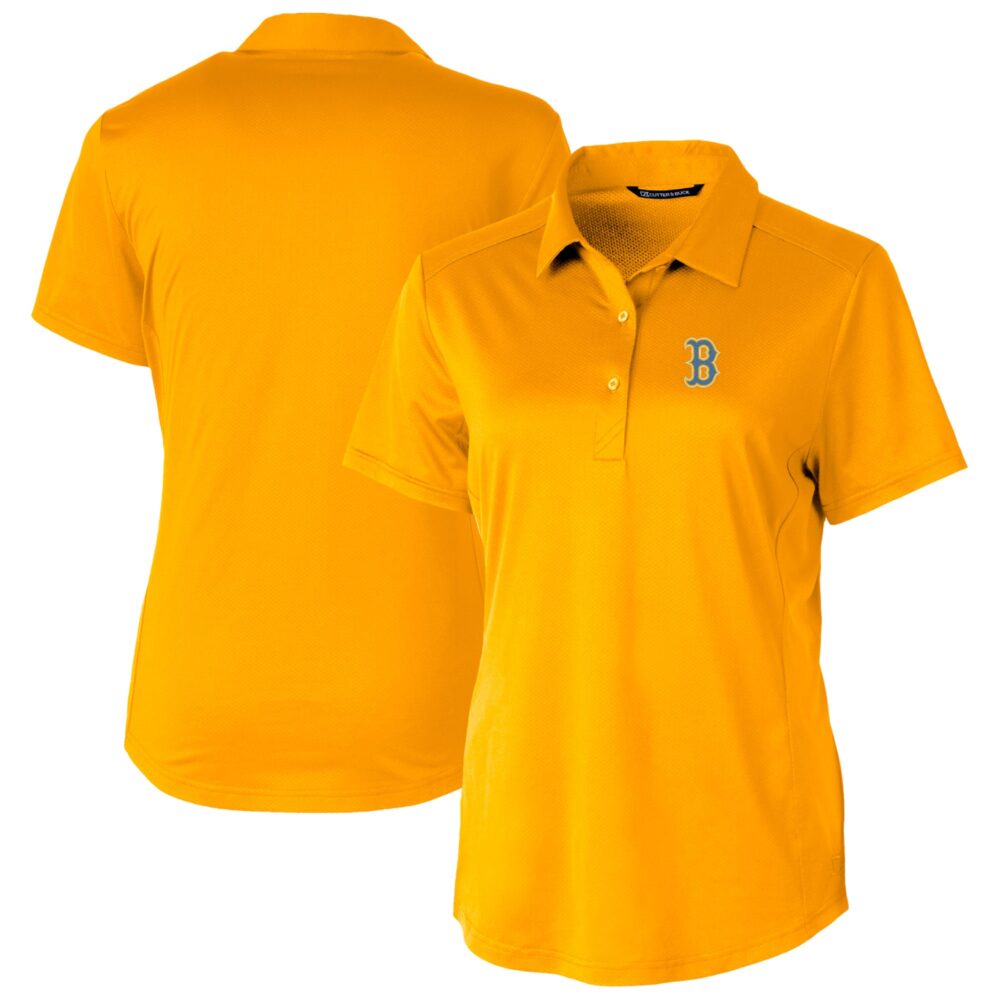 Women's Boston Red Sox  Cutter & Buck Gold City Connect Prospect Textured Stretch Polo