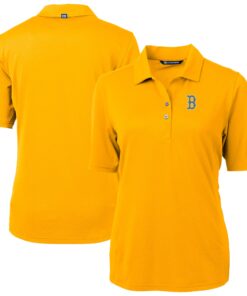 Women's Boston Red Sox Cutter & Buck Gold City Connect Virtue Eco Pique Recycled Polo